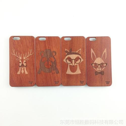 工厂直销OEM外贸木质手机壳 雕刻兔子与熊，适配苹果6、三星S8 Plus